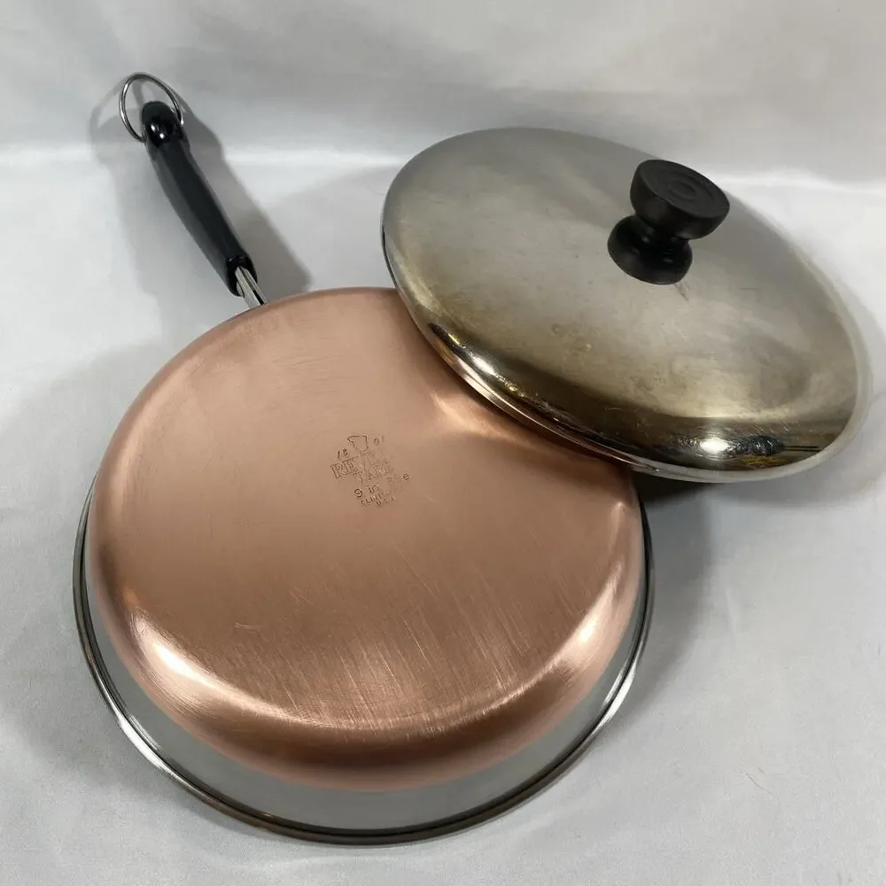 Revere Ware 9” Skillet Frying Pan Lid Copper Bottom Clinton 89 e Stainless Steel